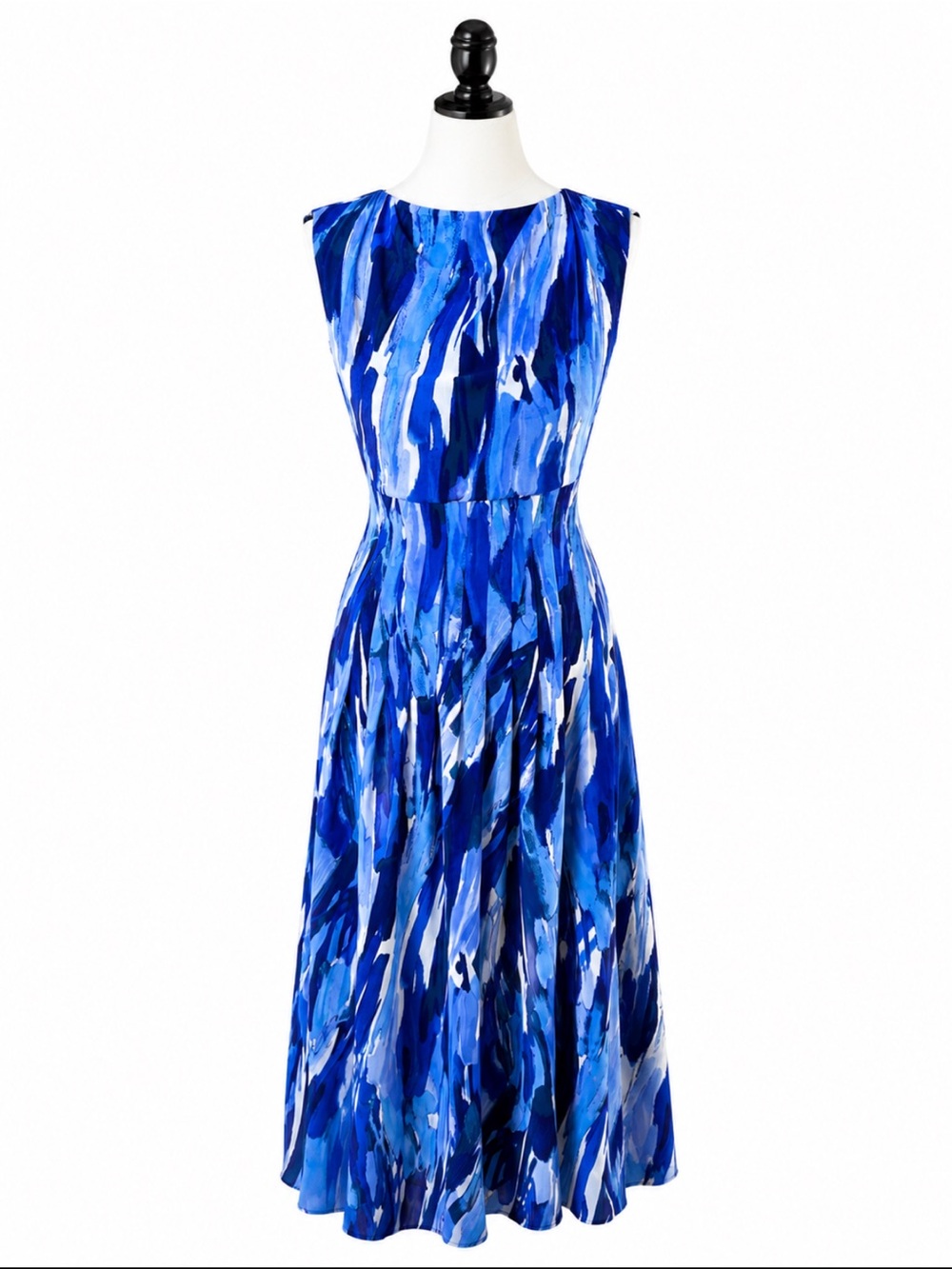 NWT Maggy London Blue Abstract Print Sleeveless Maxi Dress 0